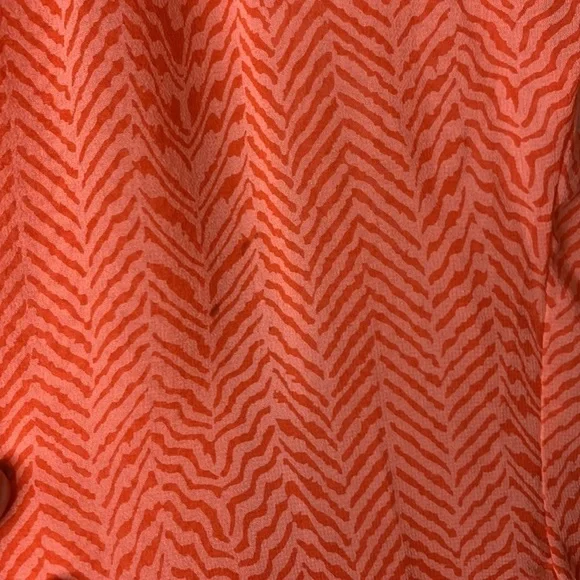Anthropologie Maeve Silk Coral/Orange Boxy Fit Short Sleeve Top - Picture 4 of 6